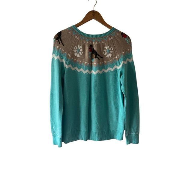 Talbots Fair Isle Bird lambswool blend Sweater Large holiday sweater Christmas s - Picture 2 of 11